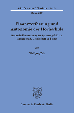 Finanzverfassung und Autonomie der Hochschule