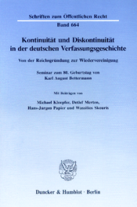 Kontinuität und Diskontinuität in der deutschen Verfassungsgeschichte