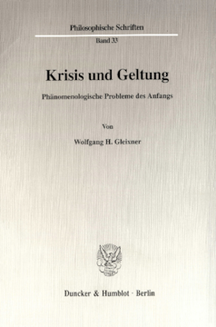 Krisis und Geltung Krisis und Geltung