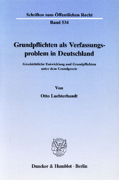Grundpflichten als Verfassungsproblem in Deutschland