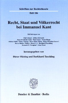 Recht, Staat und Völkerrecht bei Immanuel Kant Recht, Staat und Völkerrecht bei Immanuel Kant