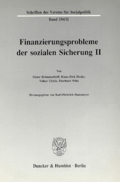 Finanzierungsprobleme der sozialen Sicherung II