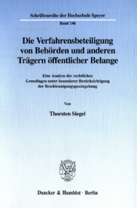 Die Verfahrensbeteiligung von Behörden und anderen Trägern öffentlicher Belange