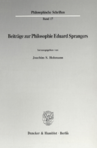 Beiträge zur Philosophie Eduard Sprangers
