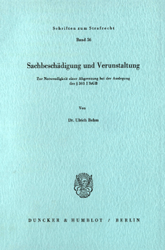 Sachbeschädigung und Verunstaltung Sachbeschädigung und Verunstaltung