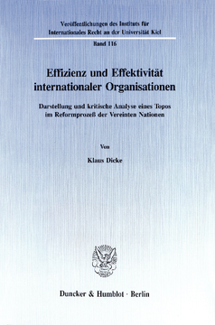 Effizienz und Effektivität internationaler Organisationen