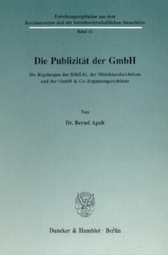 Die Publizität der GmbH Die Publizität der GmbH