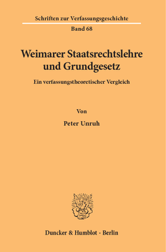 Weimarer Staatsrechtslehre und Grundgesetz