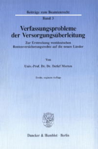 Verfassungsprobleme der Versorgungsüberleitung