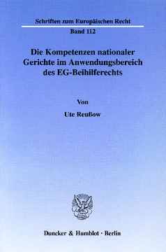 Die Kompetenzen nationaler Gerichte im Anwendungsbereich des EG-Beihilferechts