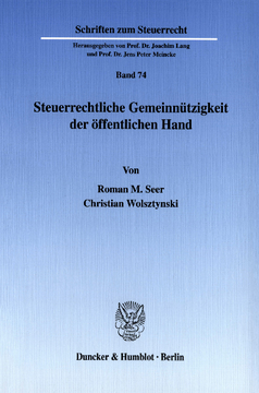 Steuerrechtliche Gemeinnützigkeit der öffentlichen Hand Steuerrechtliche Gemeinnützigkeit der öffentlichen Hand