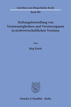 Haftungsfreistellung von Vereinsmitgliedern und Vereinsorganen in nichtwirtschaftlichen Vereinen Haftungsfreistellung von Vereinsmitgliedern und Vereinsorganen in nichtwirtschaftlichen Vereinen