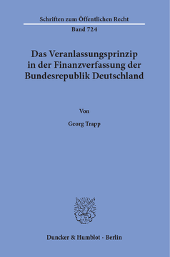 Das Veranlassungsprinzip in der Finanzverfassung der Bundesrepublik Deutschland