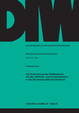 Die Entwicklung des Wettbewerbs auf den Hörfunk- und Fernsehmärkten in der Bundesrepublik Deutschland Die Entwicklung des Wettbewerbs auf den Hörfunk- und Fernsehmärkten in der Bundesrepublik Deutschland