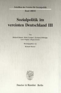 Sozialpolitik im vereinten Deutschland III