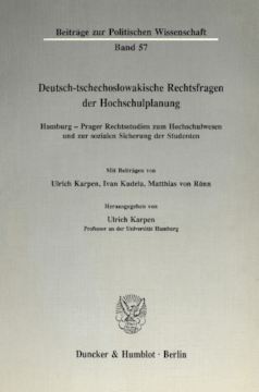 Deutsch-tschechoslowakische Rechtsfragen der Hochschulplanung