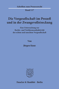 Die Vorgesellschaft im Prozeß und in der Zwangsvollstreckung Die Vorgesellschaft im Prozeß und in der Zwangsvollstreckung