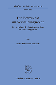 Die Beweislast im Verwaltungsrecht Die Beweislast im Verwaltungsrecht