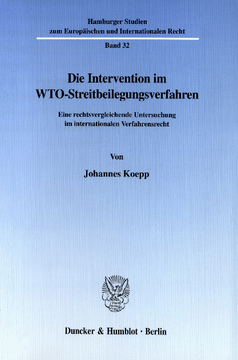 Die Intervention im WTO-Streitbeilegungsverfahren