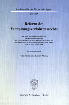 Reform des Verwaltungsverfahrensrechts