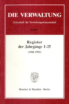 Register der Jahrgänge 1 - 25 der Zeitschrift »Die Verwaltung« (1968 - 1992)