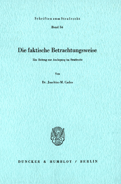 Die faktische Betrachtungsweise Die faktische Betrachtungsweise