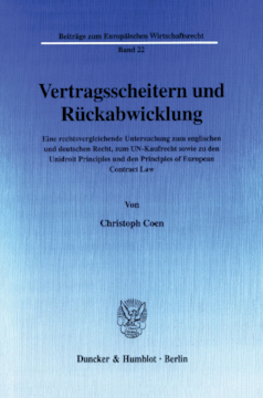 Vertragsscheitern und Rückabwicklung Vertragsscheitern und Rückabwicklung