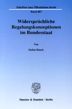 Widersprüchliche Regelungskonzeptionen im Bundesstaat Widersprüchliche Regelungskonzeptionen im Bundesstaat