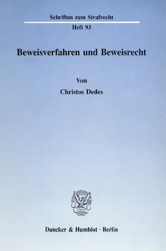 Beweisverfahren und Beweisrecht Beweisverfahren und Beweisrecht