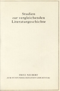 Studien zur vergleichenden Literaturgeschichte im besonderen zum Verhältnis Deutschland-Frankreich