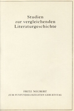 Studien zur vergleichenden Literaturgeschichte im besonderen zum Verhältnis Deutschland-Frankreich Studien zur vergleichenden Literaturgeschichte im besonderen zum Verhältnis Deutschland-Frankreich