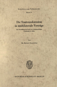 Die Staatensukzession in multilaterale Verträge