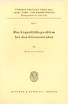 Das Liquiditätsproblem bei den Girozentralen Das Liquiditätsproblem bei den Girozentralen