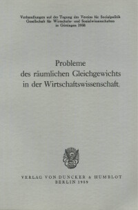 Probleme des räumlichen Gleichgewichts in der Wirtschaftswissenschaft