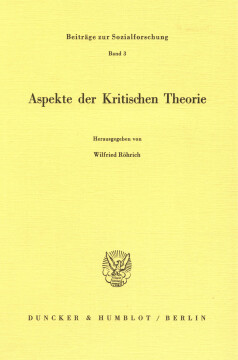 Aspekte der Kritischen Theorie Aspekte der Kritischen Theorie