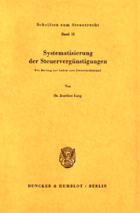 Systematisierung der Steuervergünstigungen