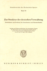 Zur Struktur der deutschen Verwaltung