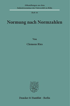 Normung nach Normzahlen Normung nach Normzahlen