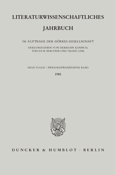 Literaturwissenschaftliches Jahrbuch Literaturwissenschaftliches Jahrbuch