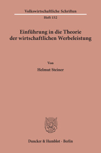 Einführung in die Theorie der wirtschaftlichen Werbeleistung