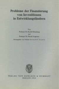 Probleme der Finanzierung von Investitionen in Entwicklungsländern
