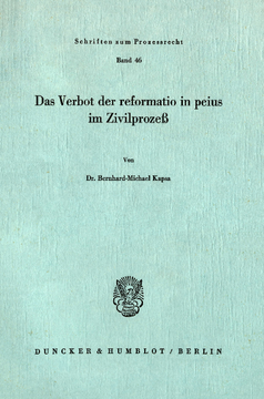 Das Verbot der reformatio in peius im Zivilprozeß