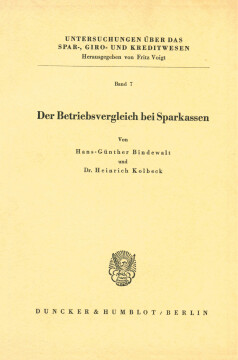 Der Betriebsvergleich bei Sparkassen Der Betriebsvergleich bei Sparkassen