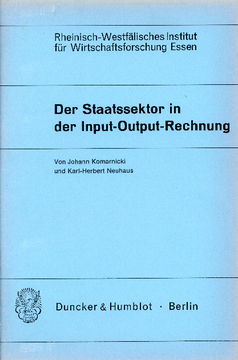 Der Staatssektor in der Input-Output-Rechnung Der Staatssektor in der Input-Output-Rechnung