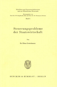 Steuerungsprobleme der Staatswirtschaft