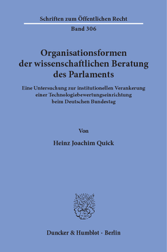 Organisationsformen der wissenschaftlichen Beratung des Parlaments
