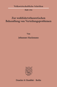Zur wohlfahrtstheoretischen Behandlung von Verteilungsproblemen