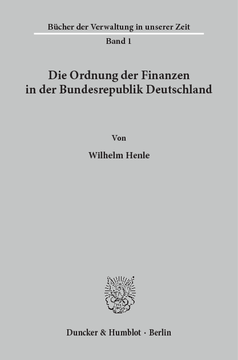 Die Ordnung der Finanzen in der Bundesrepublik Deutschland