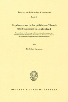 Repräsentation in der politischen Theorie und Staatslehre in Deutschland