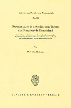 Repräsentation in der politischen Theorie und Staatslehre in Deutschland Repräsentation in der politischen Theorie und Staatslehre in Deutschland